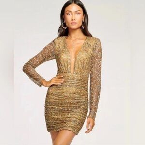 Ramy Brook Leith Metallic Mini Dress Size 2 Gold New Year's Eve Party Date Night